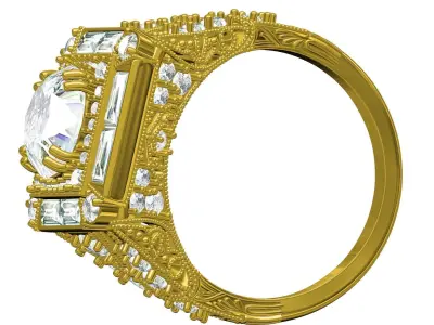 Antique Vintage Art Deco Engagement Ring 3D print model