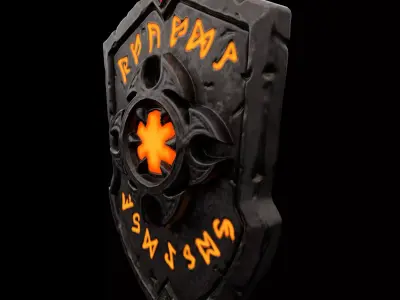 Stylized Fantasy Runed Shield Low-poly 3D model