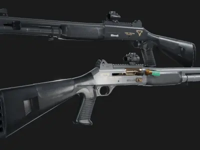 TTI Benelli M4 Super 90 with Attachments - Game Asset Low-poly 3D model