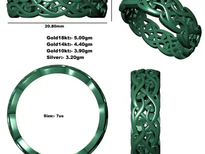 Antique Mushroom Design Celtic Eternity Band 3D print model