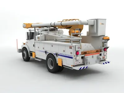  Electricians Utility Truck Low-poly 3D model