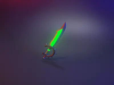 Dagger sword with light Low-poly 3D model