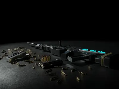 FENDER M6 Assault Rifle Low-poly 3D model