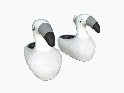Slippers C08 White Flamingo - Costume Character Design Low-poly 3D model