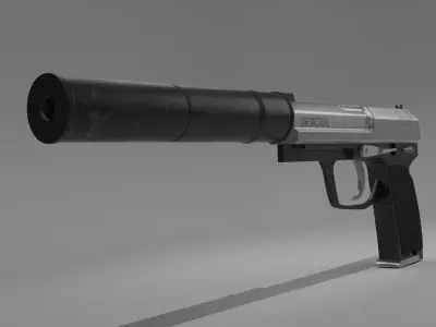USP-S-LOWPOLY-PBR gun Low-poly 3D model