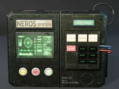 Military Control Console Game Ready Sci Fi Panel 3D Model Free low-poly 3D model