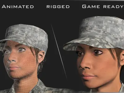 Military Character - Eva Low-poly 3D model