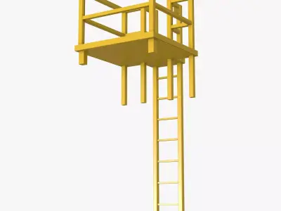 Yellow Ladder with Terrace 3D model