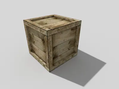 low poly wooden box Low-poly 3D model 2
