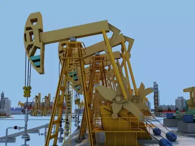 Oil Pumpjack  Nodding Donkeys Low-poly 3D model