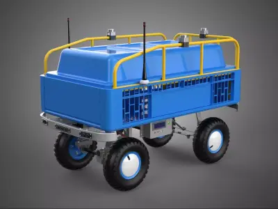 AUTONOMOUS ROBOT PLATFORM CART UTILITY VEHICLE CARGO DELIVERY 4W 3D model
