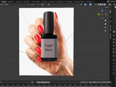 Glass Gel Nail Polish Bottle Held by a Manicured Hand - 3D Model 3D model