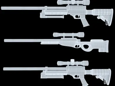 sniper 1 three air rifles 3D model