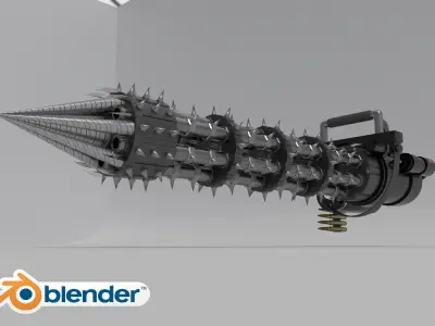 Minigun and Drill Low-poly 3D model