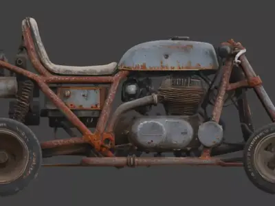 Rusty Vintage Go Kart 3D Model Low-poly 3D model