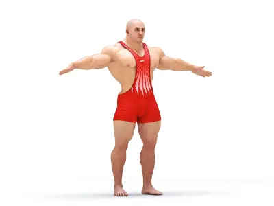 Fit Athletic Male T pose in Reebok Red Singlet 3D model
