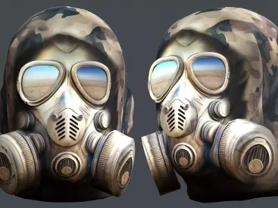Gas mask helmet 3d model military combat Low-poly Low-poly 3D model 15