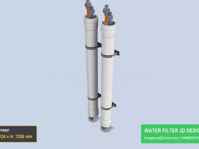 Dual Frp Ro Membrane Housing 4040 Pressure Vessels For RO System 3D model