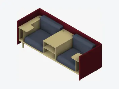 Sofa - Contemporary - Flame - Medium - Central Shelf Work Shelf Low-poly 3D model buy