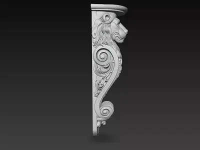 Lion Head Ornamental Wall Bracket Decorative Corbel 3D Model 3D print model