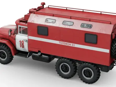 Soviet Fire Service Command Vehicle Low-poly 3D model