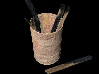 Metal barrel old PBR texture Low-poly 3D model