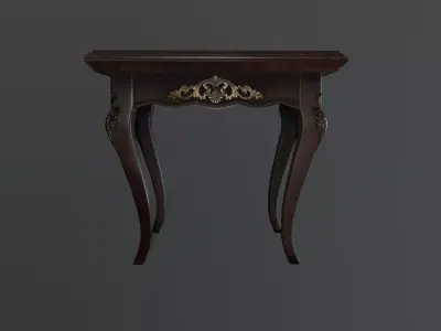Antique 3D Side Table with Carvings Low-poly 3D model