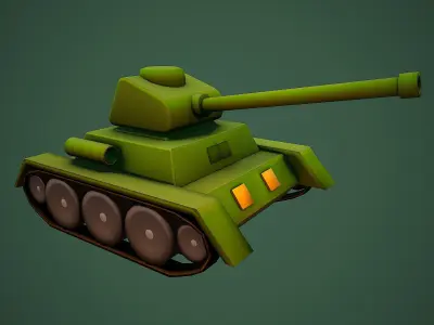 TANK CARTOON STYLIZED WAR TOY  Low-poly 3D model