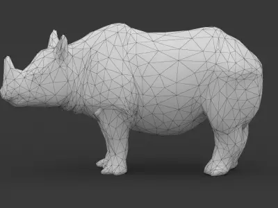 Low Poly Rhino Rhinoceros Low-poly 3D model
