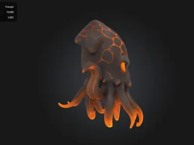 Lava Squid  Stylized Volcanic Creature Low-poly 3D model
