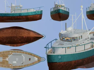 Fishing Boat Low-poly 3D model