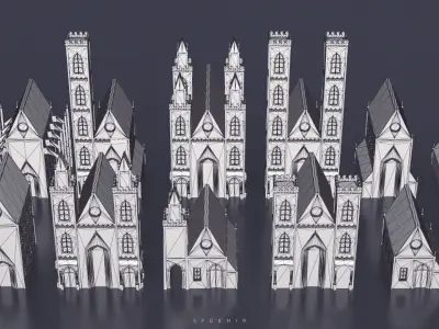 Medieval building pack Low-poly 3D model by SFDEMIR