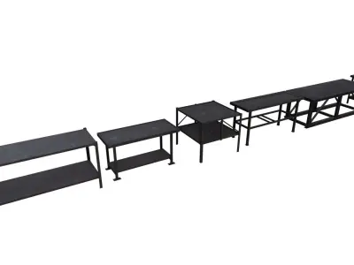 Industrial Metal Tables Pack - Game props Low-poly 3D model