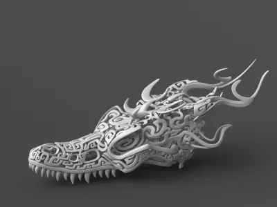 Filigree Dragon Skull 3D print model 3D print model
