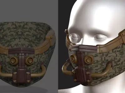 Gas mask helmet 3d model military  Low-poly 3D model