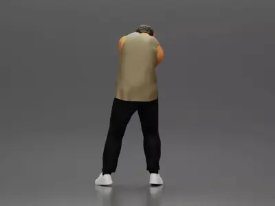 Man in Casual Outfit Defending Against Attack in Intense Fight 3D print model