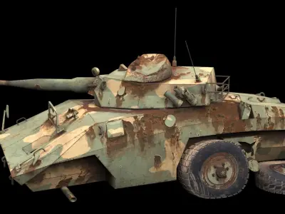 damaged EE-9 Cascavel tank Free low-poly 3D model