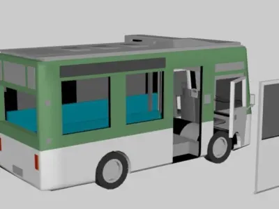 Mini Bus 16 - 18 seater Low-poly 3D model