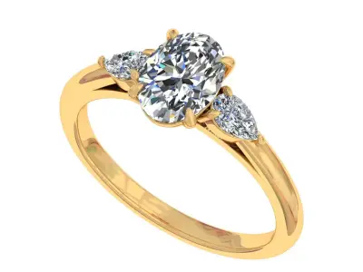 Oval And Pear Stone Engagement Ring 3D print model