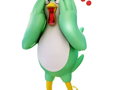 Squawks of Shock The Story of the Surprised Parrot Mascot Low-poly 3D model