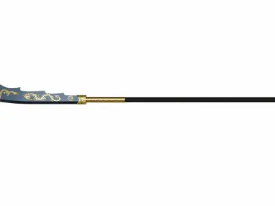 Guan-dao japanese sword with gold handle Low-poly 3D model