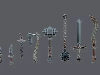 Stylized RPG Weapons PACK 1 Low-poly 3D model
