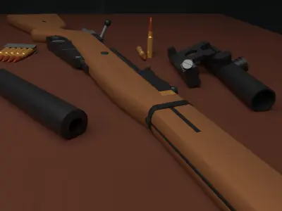 Stylized Mosin-Nagant Low-poly 3D model