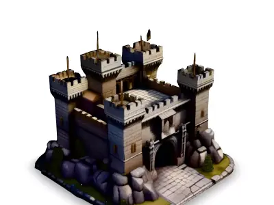 Medieval Stone Castle Fortress 3D Model Low-poly 3D model