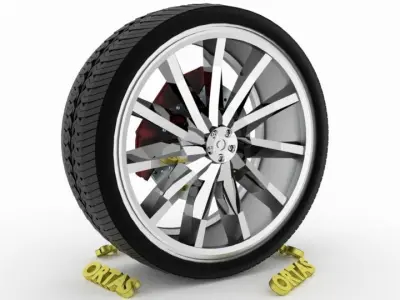 ORTAS CAR WHEEL RIM 116 GAME READY WHEEL RIM TIRE 3D model