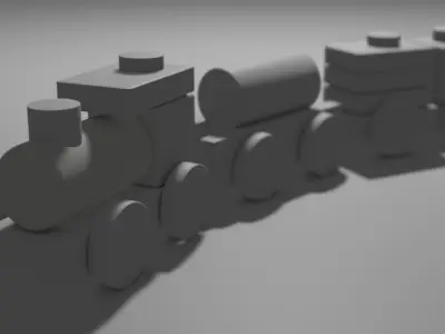 Wooden Toy Train - Stylized Low Poly 3D Model Low-poly 3D model