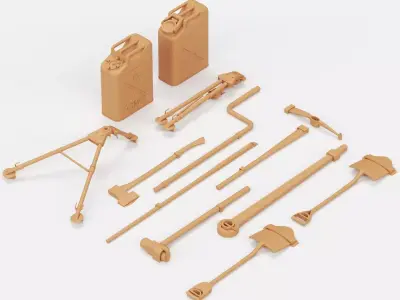 US tank tools and equipment set 3D print model
