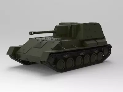 SU-76 tank 3D model