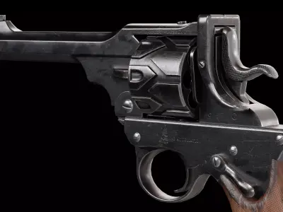 Webley Fosbery Automatic Revolver Low-poly 3D model purchase