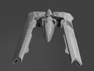Spaceship fighter jet Low-poly 3D model